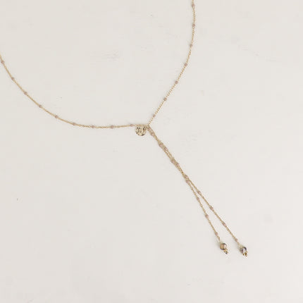 Collier Y Velys - chaîne émaillée, pierres naturelles, pastille ronde texturée