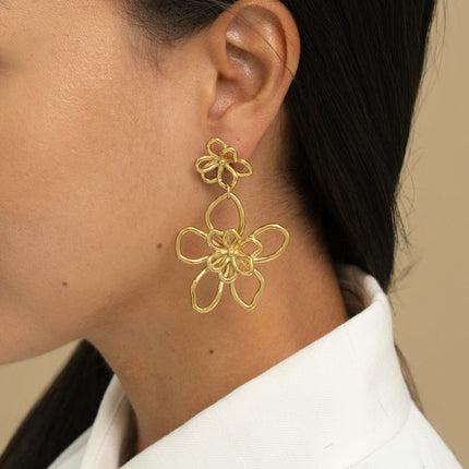 Dangle earrings - 2 openwork flowers