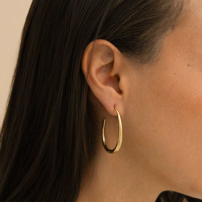 Hoop earrings - brushed drop shape