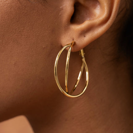 Hoop earrings - 2 interlocking rings 35mm
