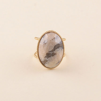 Bague large - pierre naturelle ovale