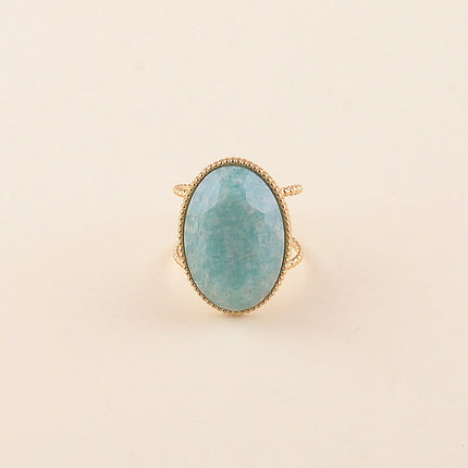 Bague large - pierre naturelle ovale