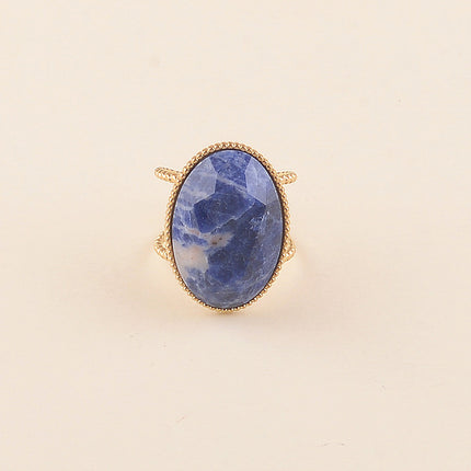 Bague large - pierre naturelle ovale