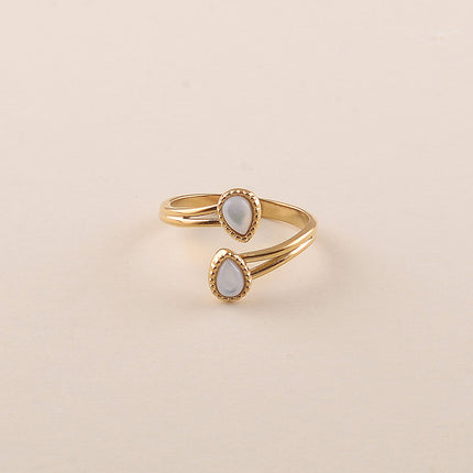 Bague ouverte  - 2 pierres naturelles gouttes