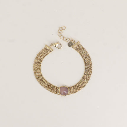 Bracelet - 4 chaînes et une pierre naturelle carrée