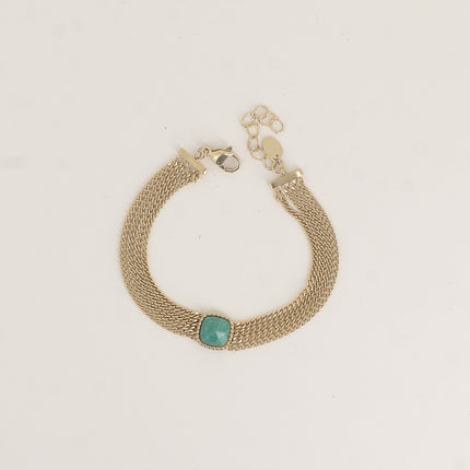 Bracelet - 4 chaînes et une pierre naturelle carrée