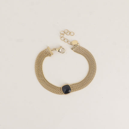 Bracelet - 4 chaînes et une pierre naturelle carrée