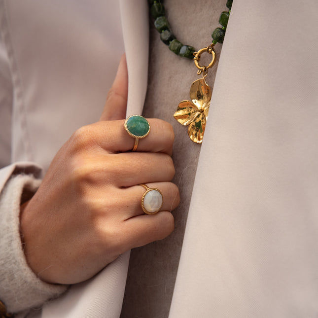 Ring - round natural stone