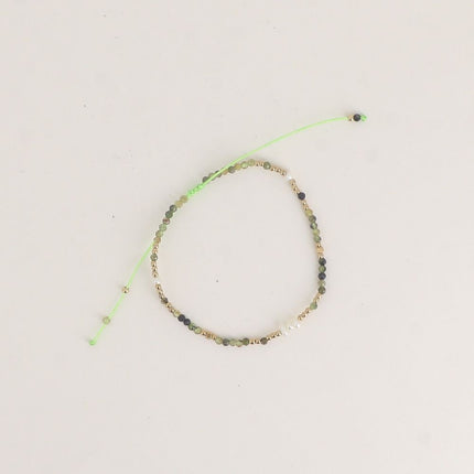 Bracelet sur cordon - perles en acier inoxydable et pierres naturelles