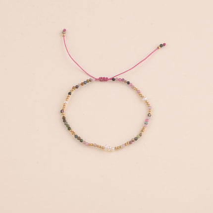 Bracelet sur cordon - perles en acier inoxydable et pierres naturelles
