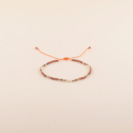 Bracelet sur cordon - perles en acier inoxydable et pierres naturelles