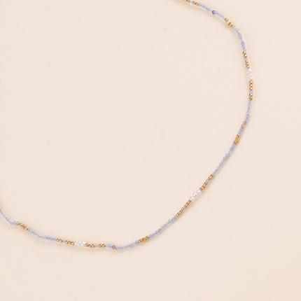 Collier sur cordon - perles en acier inoxydable et pierres naturelles
