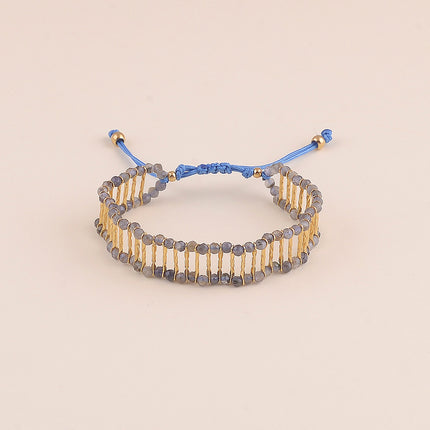 Bracelet sur cordon - tige en acier inoxydable et pierres naturelles