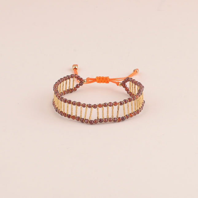 Bracelet sur cordon - tige en acier inoxydable et pierres naturelles