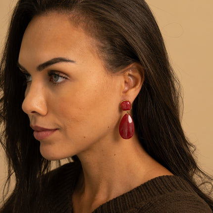 Boucles pendantes - 2 pièces en résine, carré et goutte