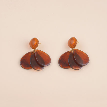 Boucles pendantes - pièces carrée et gouttes en résine