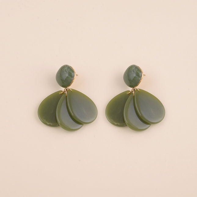 Boucles pendantes - pièces carrée et gouttes en résine