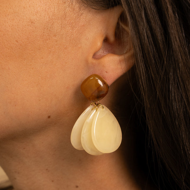 Drop earrings - square and resin drop pieces