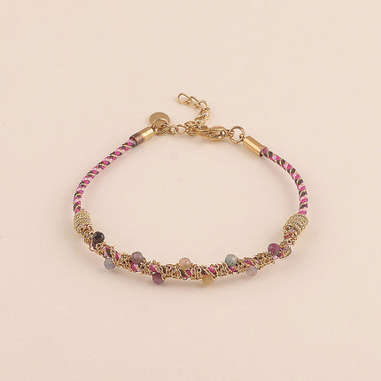 Bracelet sur cordon - pierres naturelles et chaîne enroulée