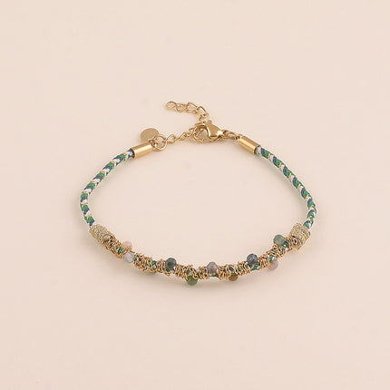 Bracelet sur cordon - pierres naturelles et chaîne enroulée