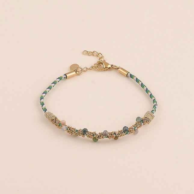 Bracelet sur cordon - pierres naturelles et chaîne enroulée
