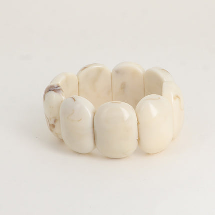 Bracelet élastique - perles ovales larges en résine 32mm