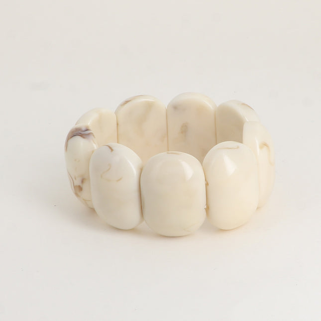 Bracelet élastique - perles ovales larges en résine 32mm