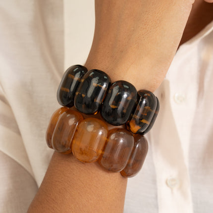 Bracelet élastique - perles ovales larges en résine 32mm