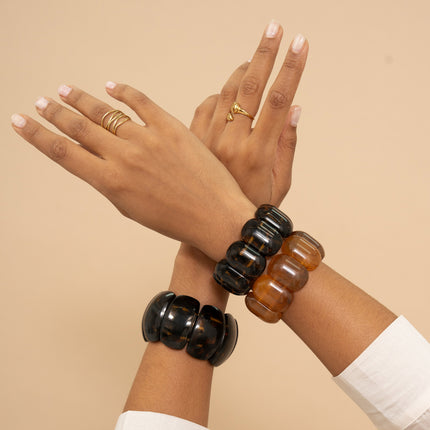 Bracelet élastique - perles ovales larges en résine 32mm