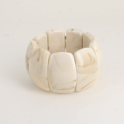 Bracelet élastique - perles ovales larges incurvées en résine 42mm