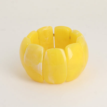 Bracelet élastique - perles ovales larges incurvées en résine 42mm