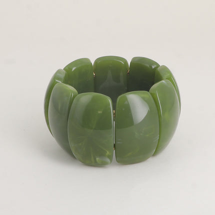Bracelet élastique - perles ovales larges incurvées en résine 42mm