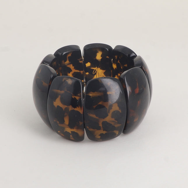 Bracelet élastique - perles ovales larges incurvées en résine 42mm