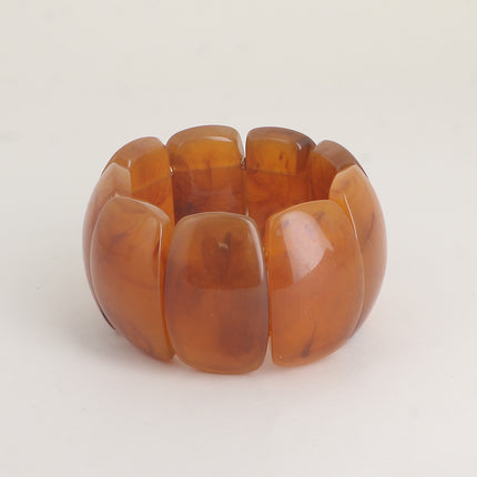 Bracelet élastique - perles ovales larges incurvées en résine 42mm