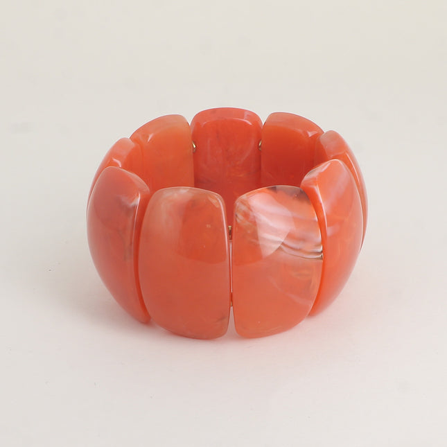 Bracelet élastique - perles ovales larges incurvées en résine 42mm