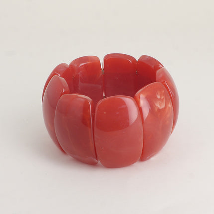 Bracelet élastique - perles ovales larges incurvées en résine 42mm