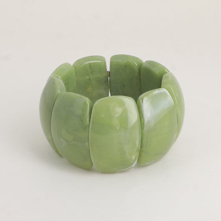 Bracelet élastique - perles ovales larges incurvées en résine 42mm