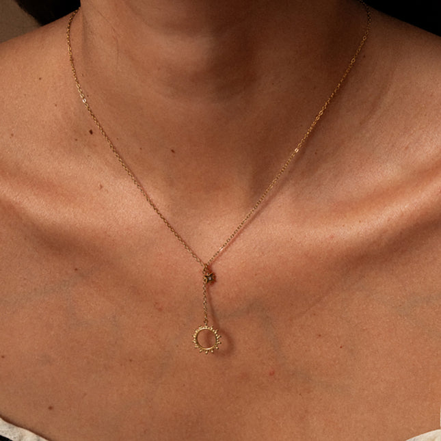 Collier Y Olyne - étoile et soleil aux traits fins