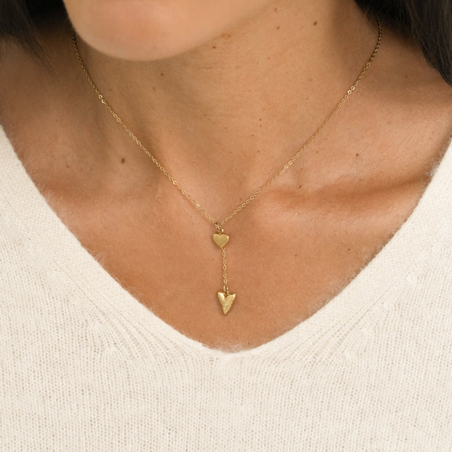 Collier Y - deux coeurs