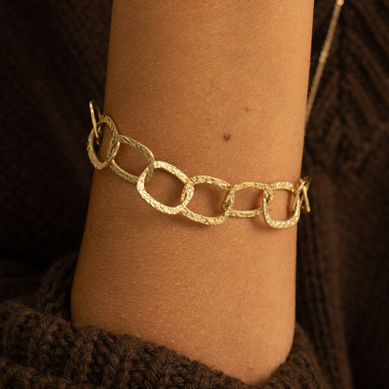 Bracelet - textured square-link chain