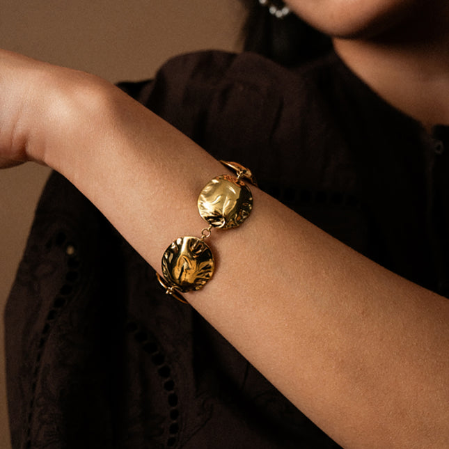 Bracelet Oria - grandes pièces ovales texturées