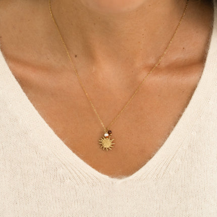 Collier - soleil, petite perle d'eau douce et pierre naturelle