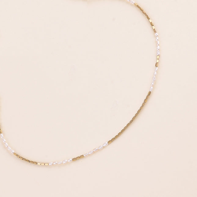 Collier - perles d'eau douce et perles en acier