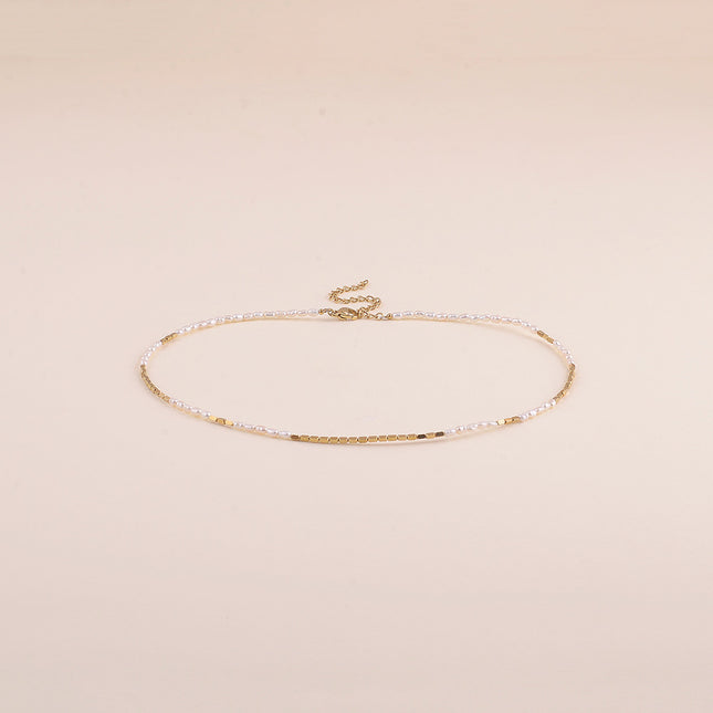 Collier - perles d'eau douce et perles en acier