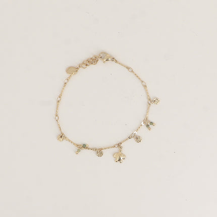 Bracelet - tortue, pastilles texturées, pierres naturelles