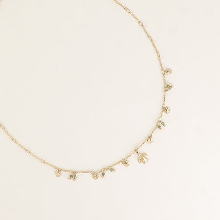 Collier - tortue, pastilles texturées, pierres naturelles
