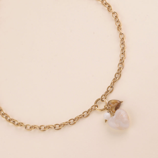 Collier - double coeur en résine