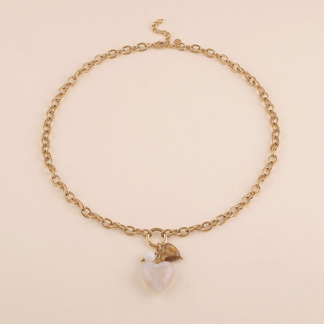 Collier - double coeur en résine
