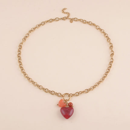 Collier - double coeur en résine