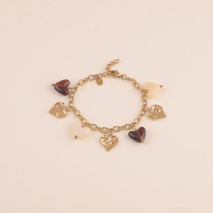 Bracelet - breloques coeurs en résine
